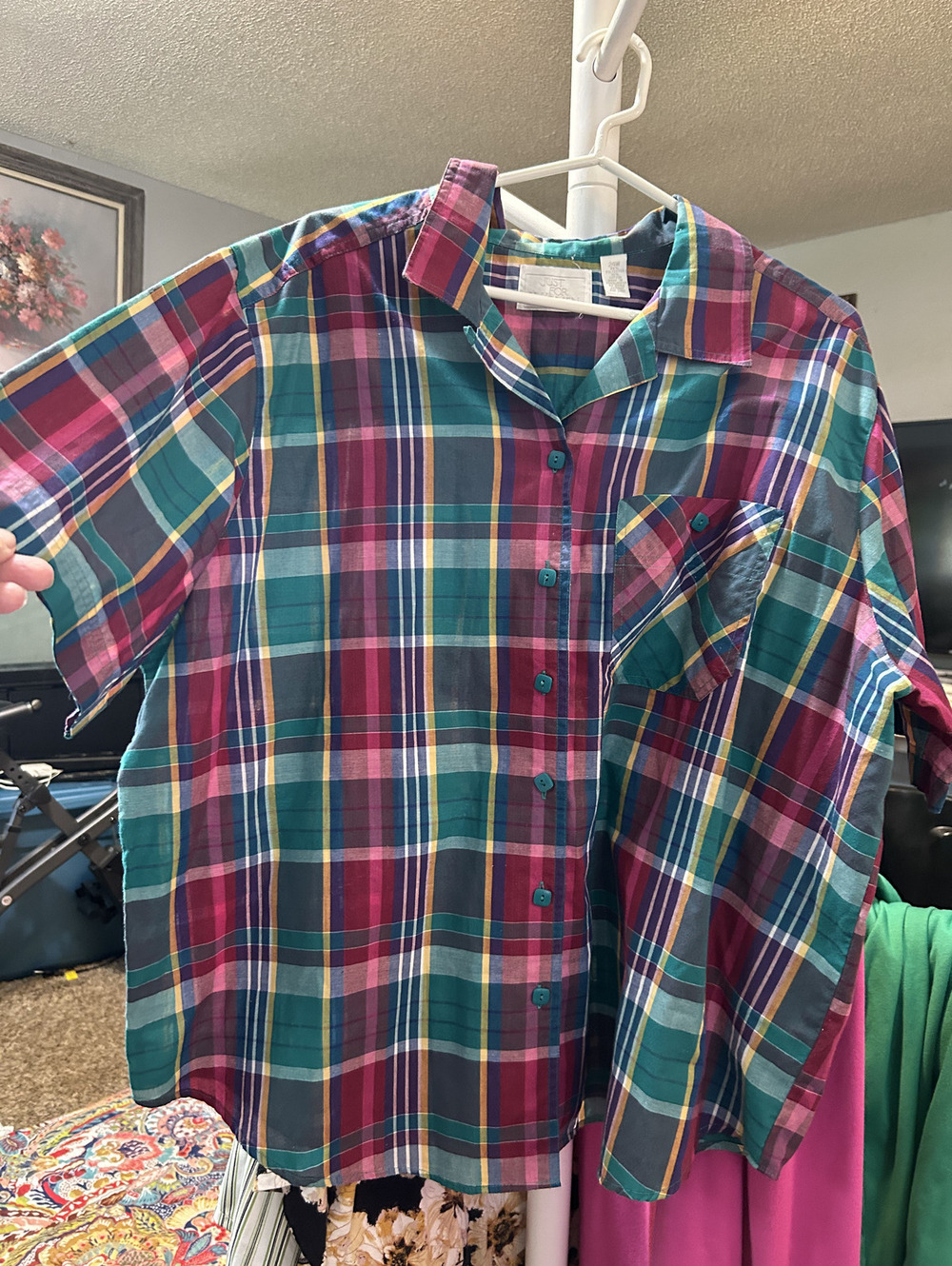 Just For Women Plus Size 24W Plaid Button-Up Shirt